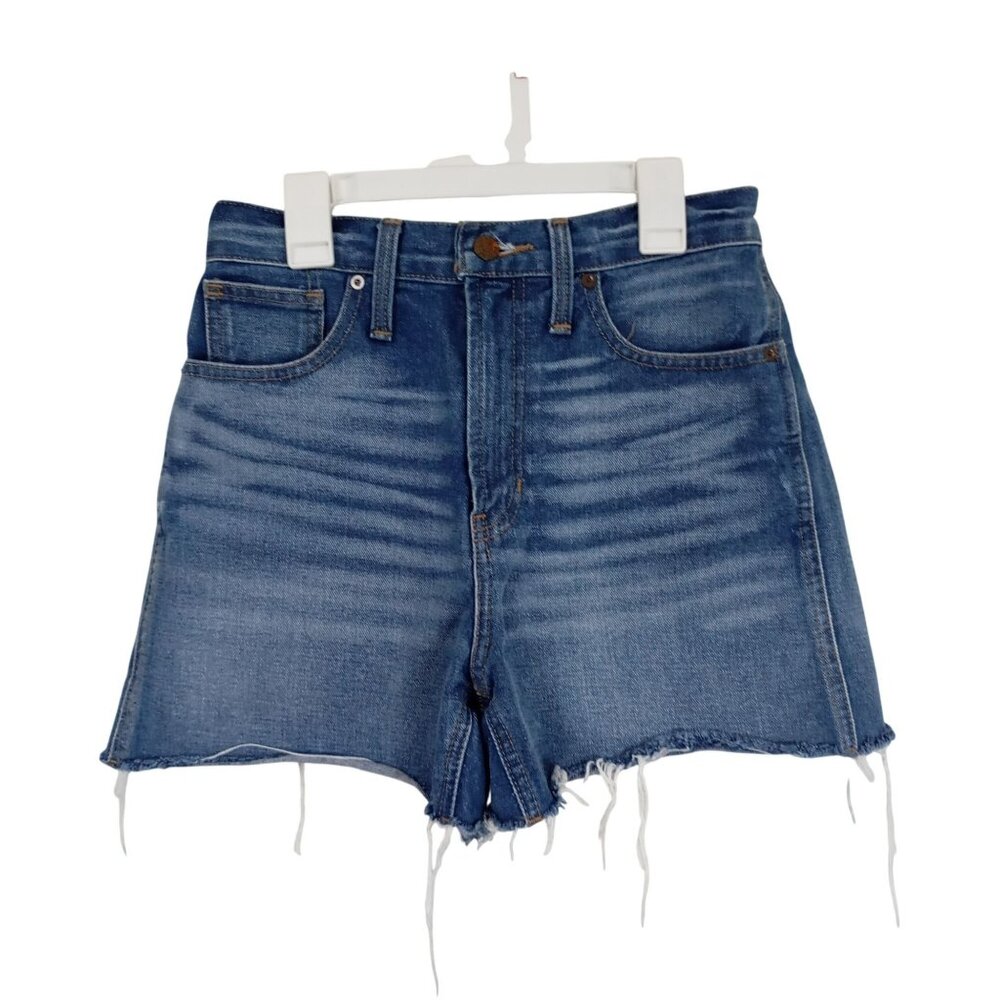 Madewell Perfect Jean Shorts High Rise Denim Blue Distressed Cut Off 25   Womens